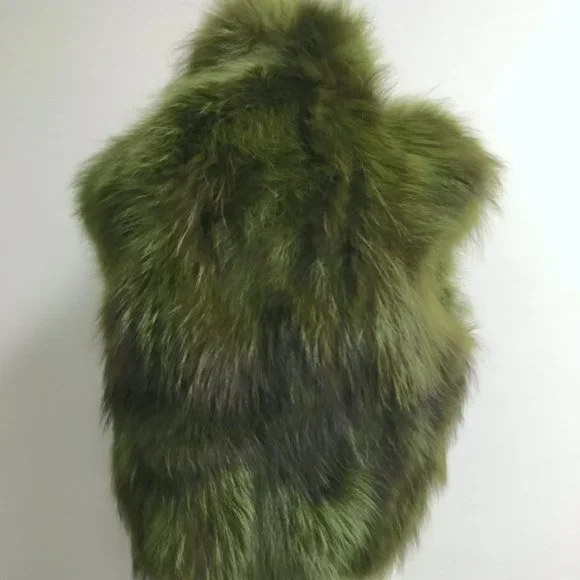 NEW ADRIENNE LANDAU Neiman Marcus green sleeveless fur bolero